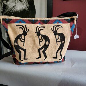 NEW EL PASO SADDLE BLANKET CO. KOKOPELLI BURLAP TOTE